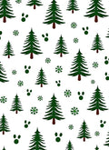 Green Pine Snowfall Paw Prints Rug