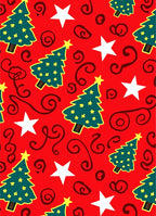 Red Christmas Trees Star Swirls Rug
