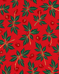 Crimson Red Botanical Berry Branches Rug
