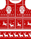 Red White Festive Reindeer Portrait Rug