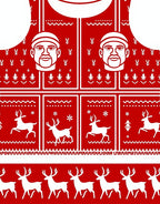 Red White Festive Reindeer Portrait Rug