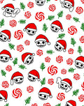 Festive Red Skulls Peppermint Sprigs Rug