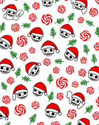 Festive Red Skulls Peppermint Sprigs Rug