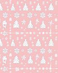 Winter White Trees Snowflakes Pink Background Rug