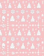 Winter White Trees Snowflakes Pink Background Rug