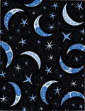 Blue Crescent Moon Stars Celestial Rug