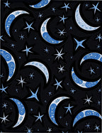 Blue Crescent Moon Stars Celestial Rug