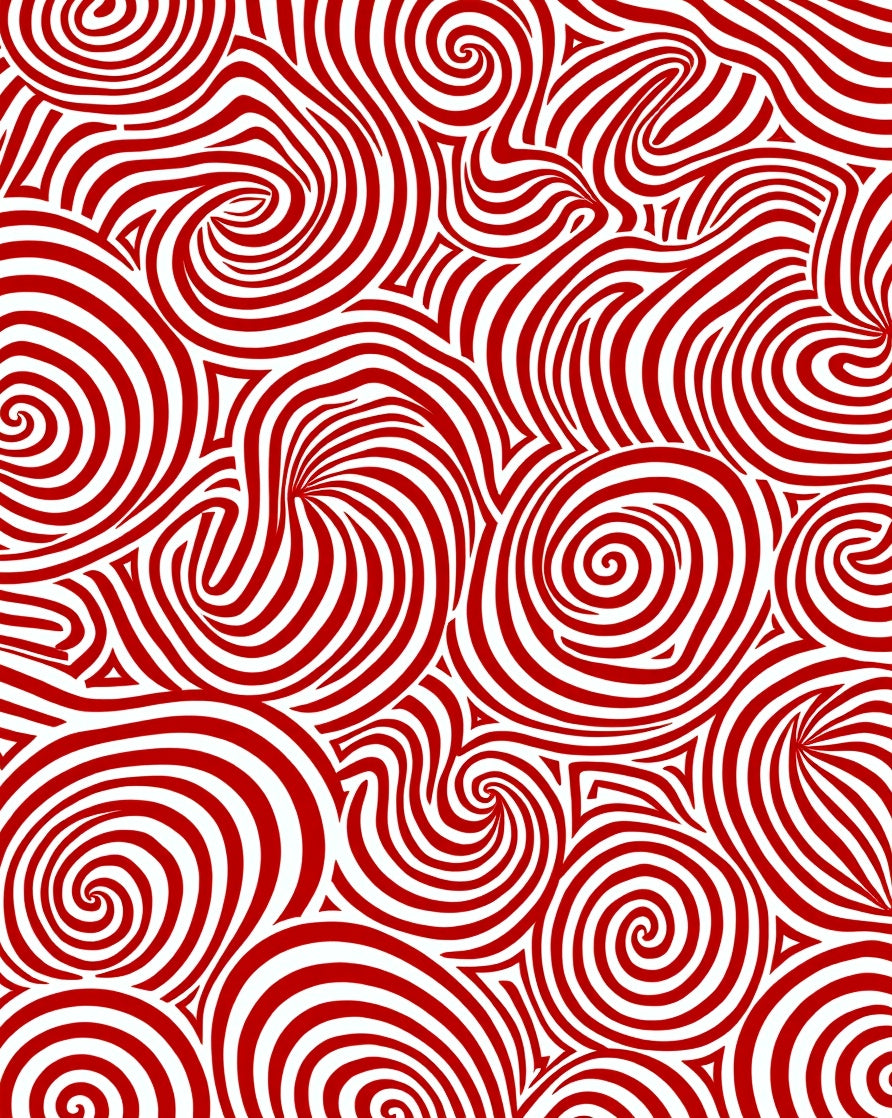Crimson Swirls Abstract Stripe Rug
