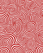 Crimson Swirls Abstract Stripe Rug