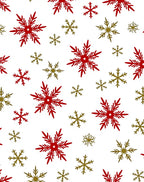 Crimson Gold Snowflake Scatter Rug