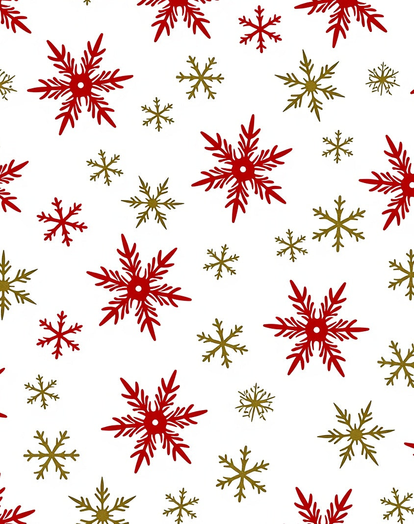 Crimson Gold Snowflake Scatter Rug
