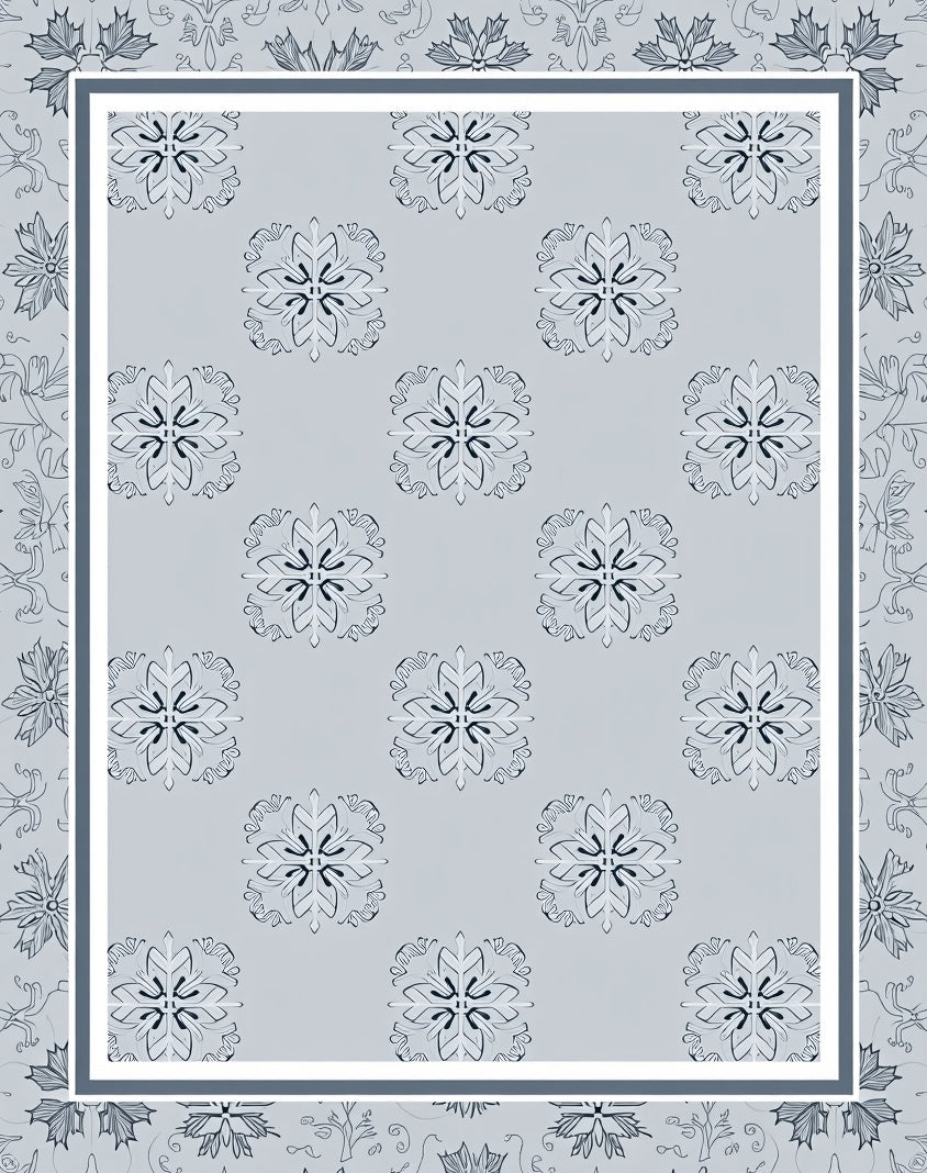 Pale Blue Floral Medallion Repeating Rug