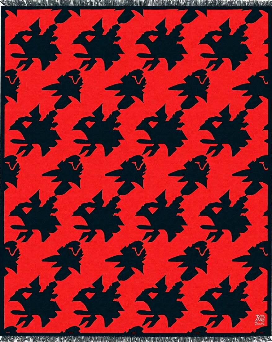 Bold Red Abstract Tribal Rug