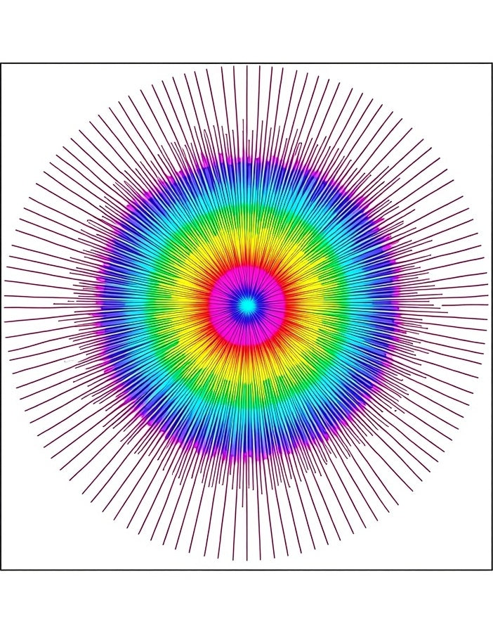 Rainbow Sunburst Radial Rays Rug
