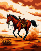 Red Galloping Horse Western Landscape Rug