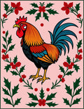 Christmas Rooster Holly Border Rug