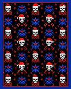 Black Red Santa Skull Blue Snowflake Rug