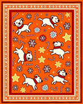 Whimsical Orange Dog Candy Cane Snowflakes Rug