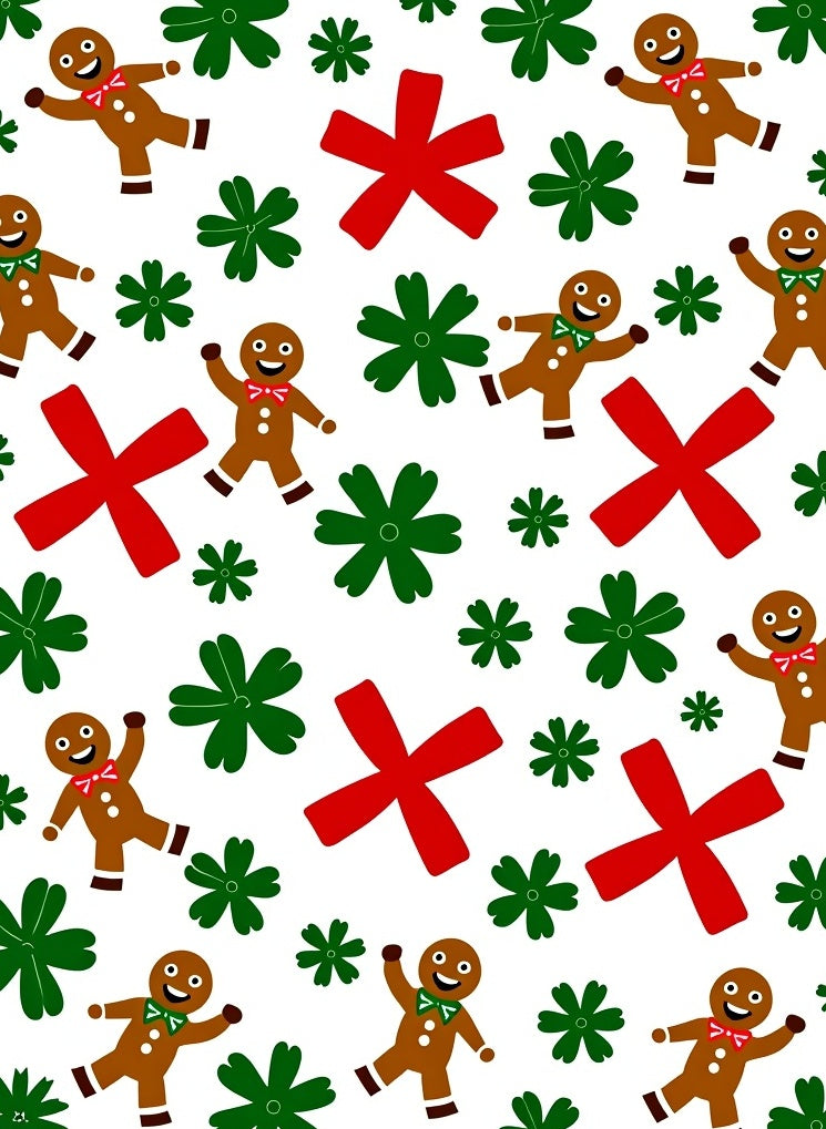 Gingerbread Men Green Snowflakes Red Crosses Rug