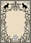 Black Cats And Snowflakes Scroll Border Rug