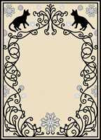 Black Cats And Snowflakes Scroll Border Rug