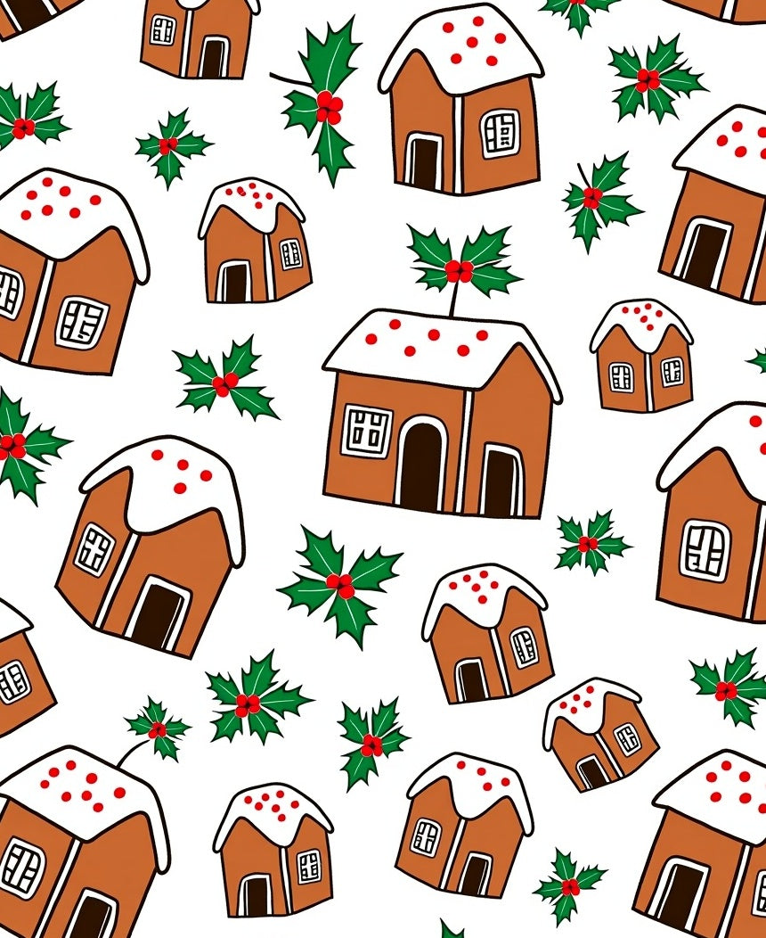 Gingerbread Houses Holly Scatter Print Rug