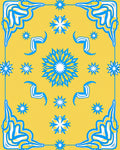 Yellow Blue Abstract Starburst Contemporary Rug