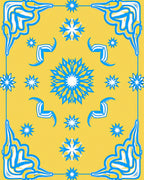 Yellow Blue Abstract Starburst Contemporary Rug