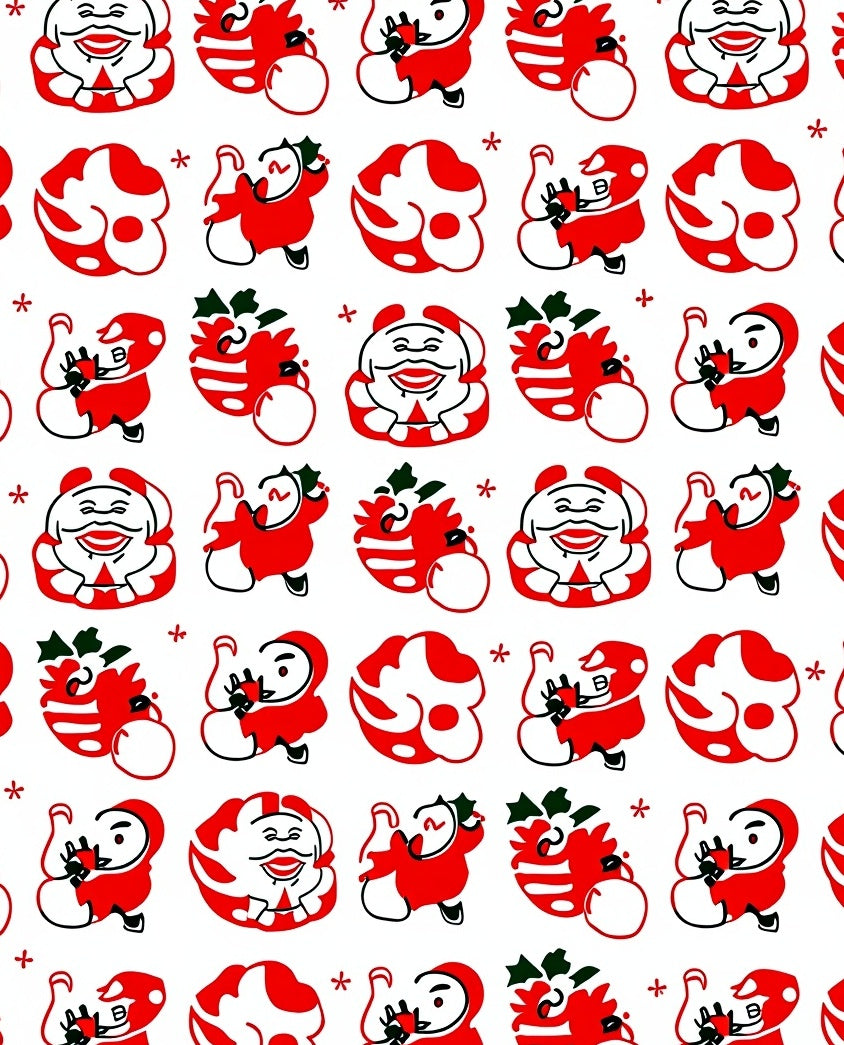 Red Santa Claus Festive Repeat Rug