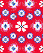 Bright Red Floral Starburst Medallion Rug
