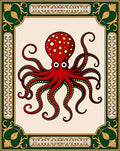 Crimson Octopus Floral Frame Rug