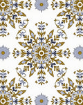 Gold Blue Floral Medallion Symmetry Rug