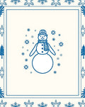 Blue Snowman Snowflake Winter Holiday Rug