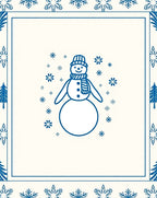 Blue Snowman Snowflake Winter Holiday Rug