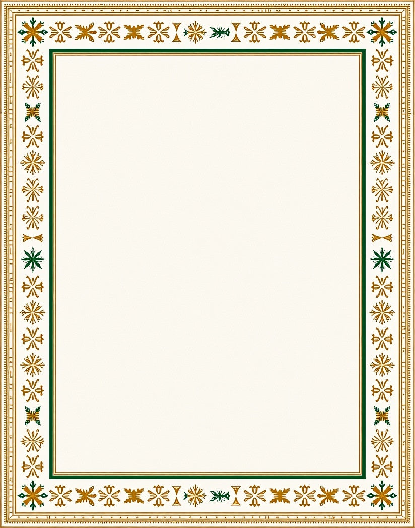 Gold Green Intricate Floral Border Rug