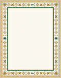 Gold Green Intricate Floral Border Rug