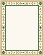Gold Green Intricate Floral Border Rug