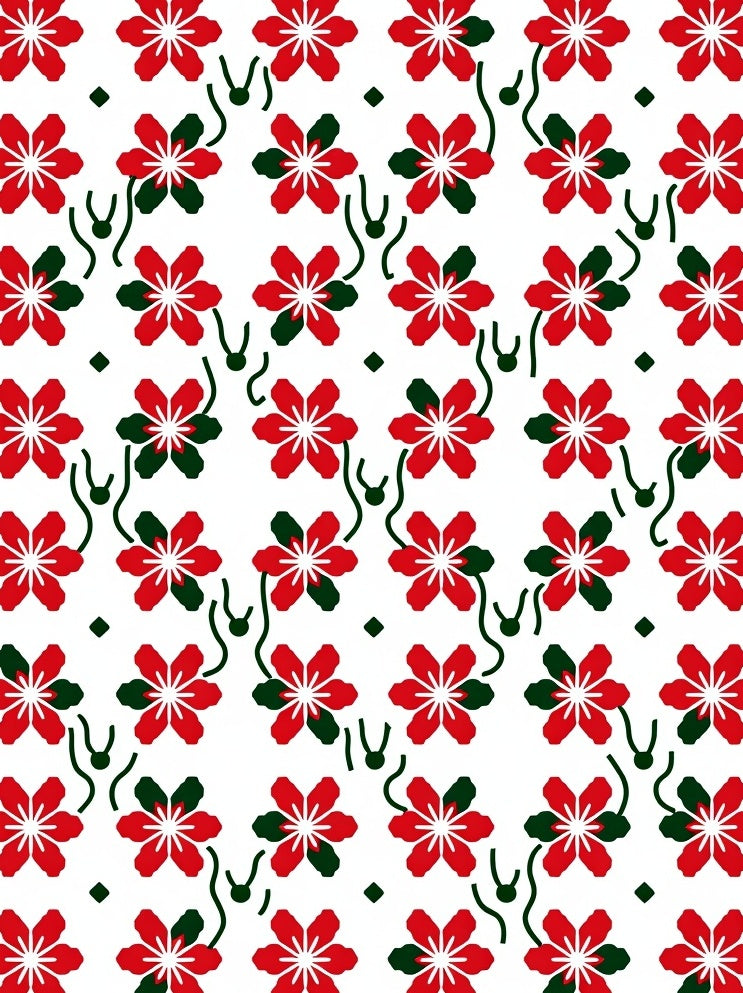 Red Ditsy Floral Vine Rug