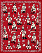 Red Cream Soldier Snowflakes Border Rug