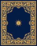Ornate Gold Floral Indigo Sunburst Rug