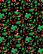 Playful Christmas Red Green Sled Rug