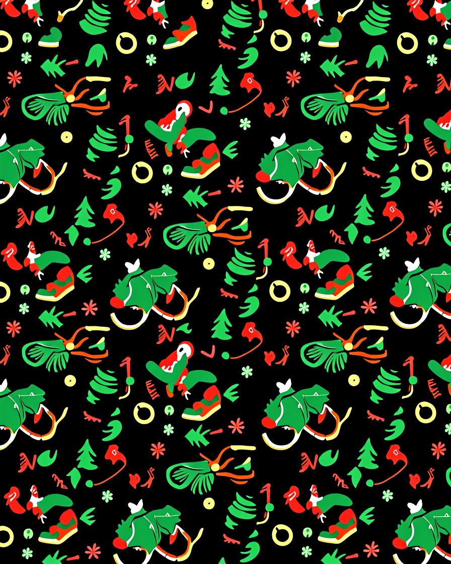 Playful Christmas Red Green Sled Rug
