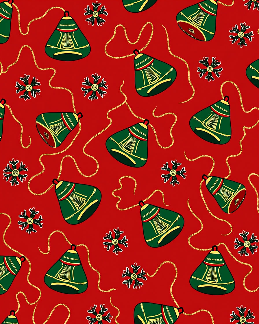Green Jingle Bells Red Christmas Rug