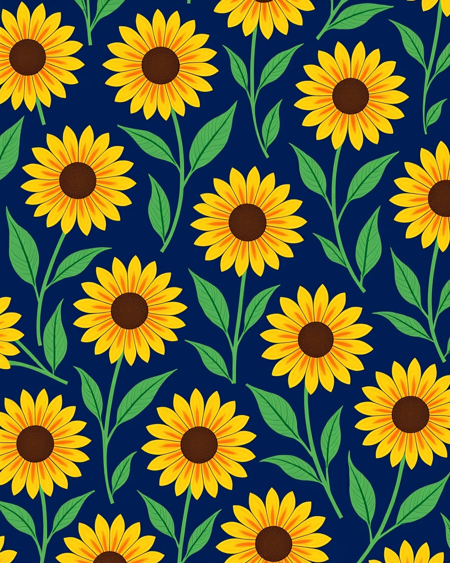 Yellow Sunflower Garden Navy Blue Rug