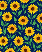 Yellow Sunflower Garden Navy Blue Rug
