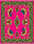 Vibrant Pink Floral Medallion Borders Rug