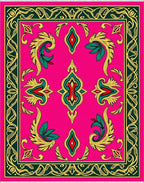 Vibrant Pink Floral Medallion Borders Rug