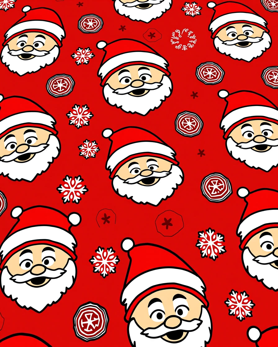 Happy Santa Claus Snowflakes Red Rug