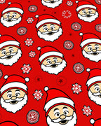 Happy Santa Claus Snowflakes Red Rug
