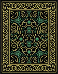 Black Yellow Green Floral Swirl Rug